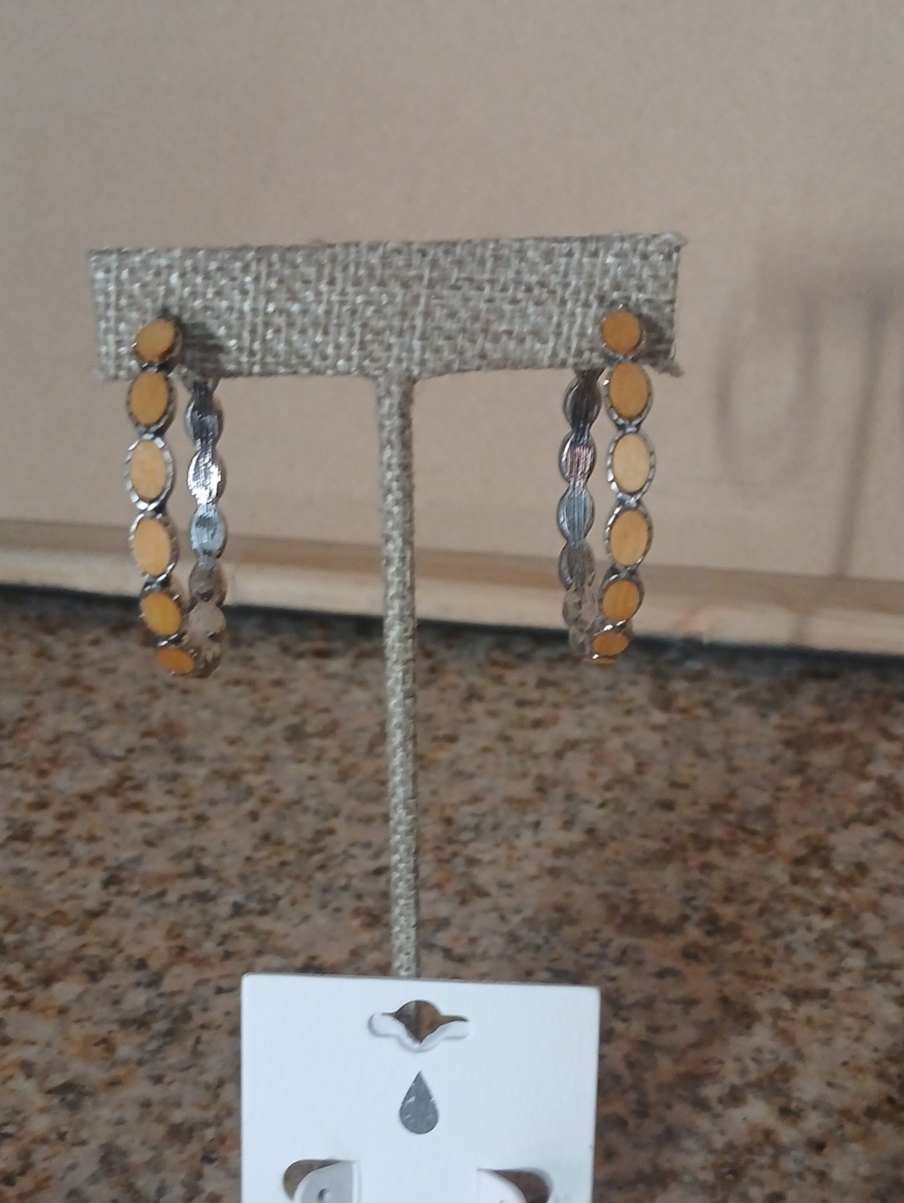 Yellow and Silver Hoop Earrings - Women Jewelry